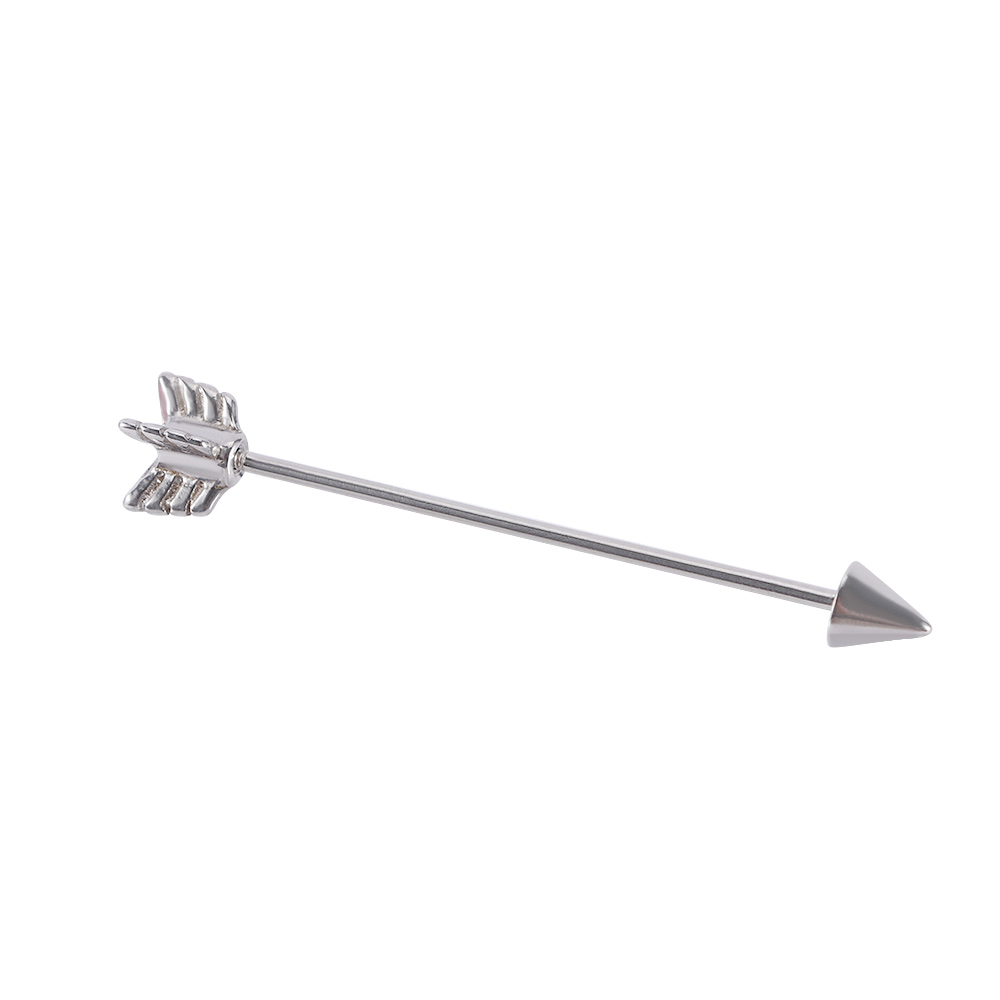 Industrial Barbell Long - スクリュー型ロングステンレススチールシルバージュエリー工業用バーベルアローピアシングイヤーカルティレージスタッドイヤリング