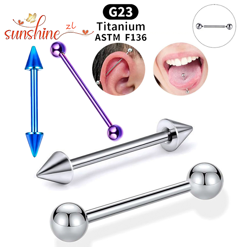 Body Jewelry Implant Grade - インプラントグレードチタン ASTM F136 インターナルスレッドストレートバーベル タンリング イヤリング