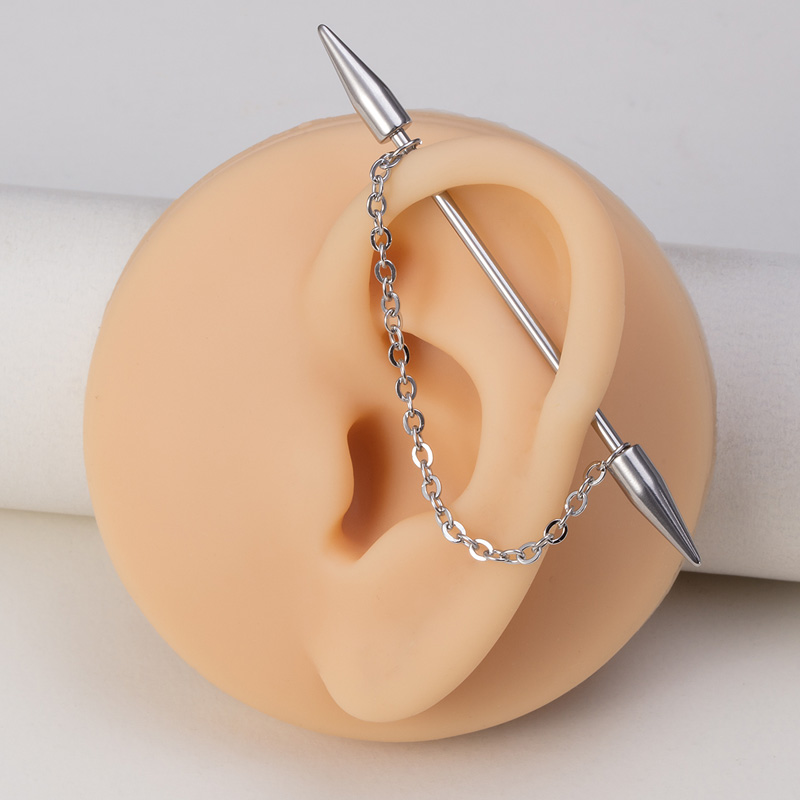 チェーン軟骨イヤリング付き1pc工業用ピアスバーベルロングイ - Industrial Barbell Long のレビューと価格