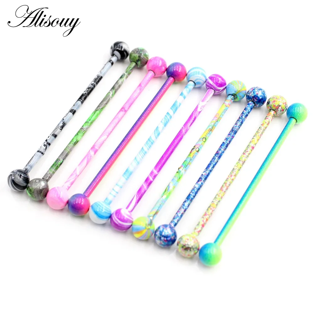 Alisouy-ステンレス鋼のボールイヤリング,長くてまっす - Industrial Barbell Long のレビューと価格