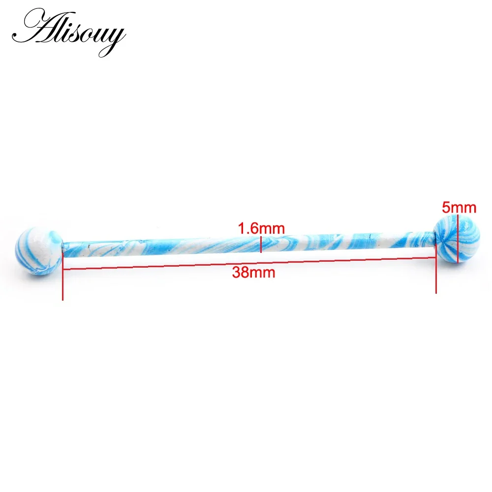 Alisouy-ステンレス鋼のボールイヤリング,長くてまっす - Industrial Barbell Long のレビューと価格