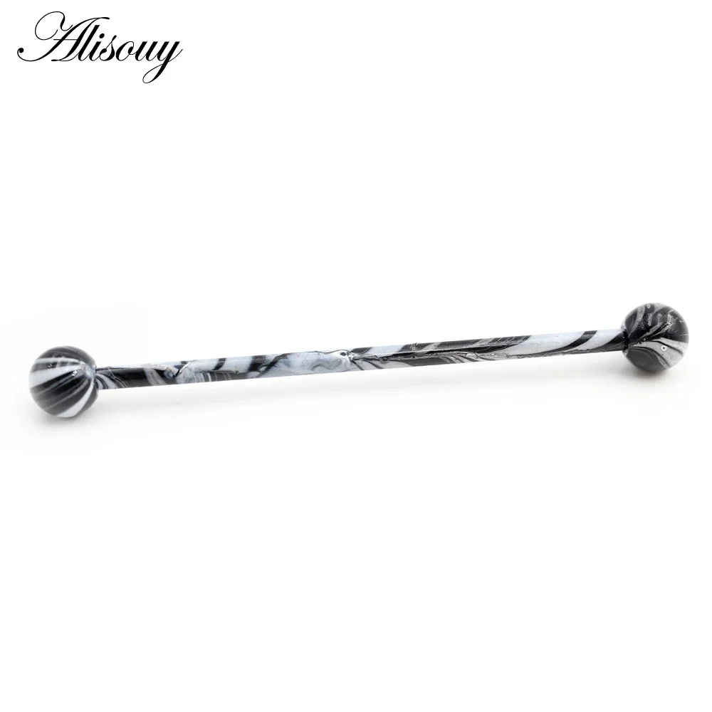 Alisouy-ステンレス鋼のボールイヤリング,長くてまっす - Industrial Barbell Long のレビューと価格