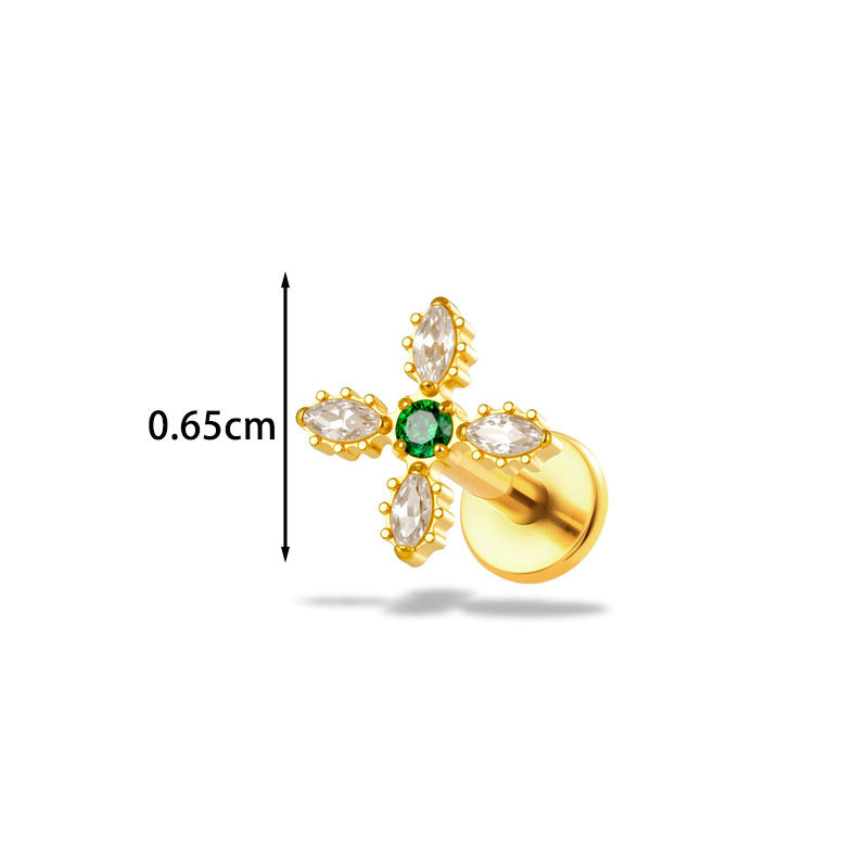 1PC G23 チタン16G フラワーCZ ラブレットスタッ - Body Jewelry Implant Grade のレビューと価格