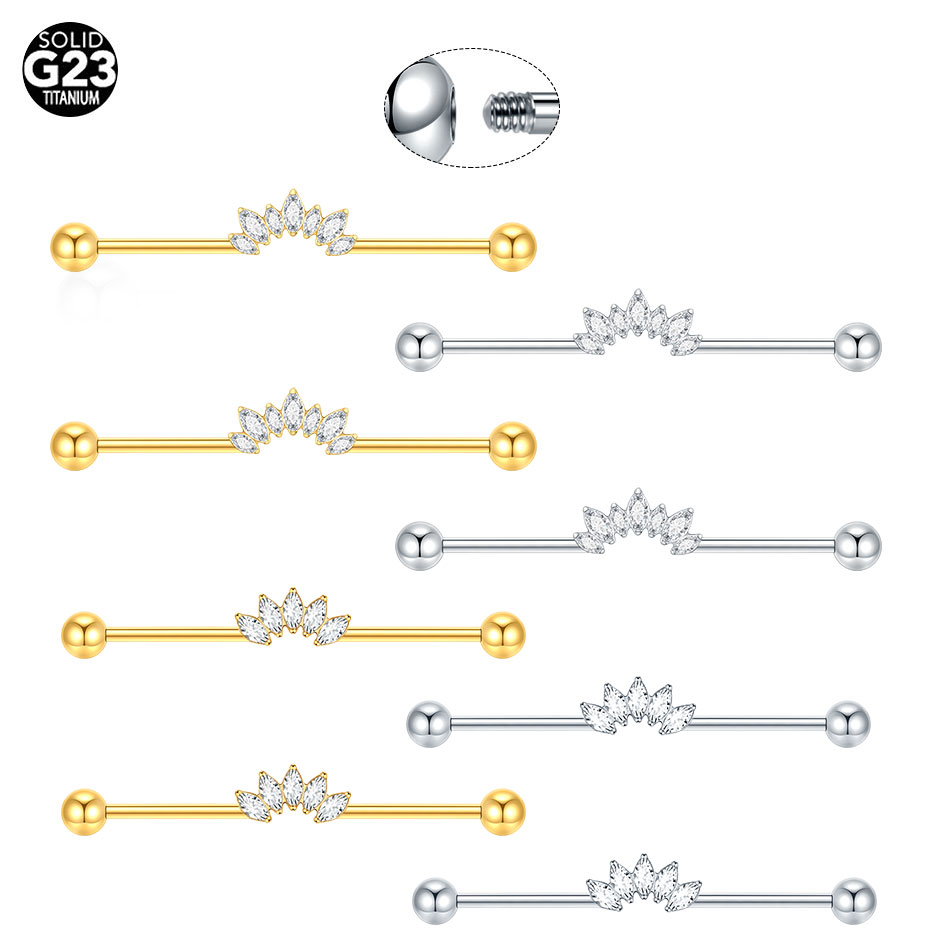 1/5 個チタン 14 グラム CZ 工業用ヘリックスピアス - Industrial Barbell Long のレビューと価格