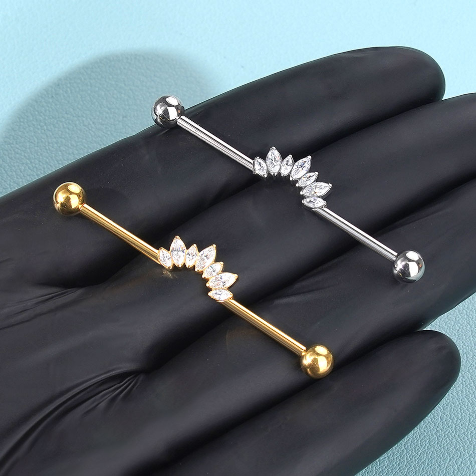 1/5 個チタン 14 グラム CZ 工業用ヘリックスピアス - Industrial Barbell Long のレビューと価格