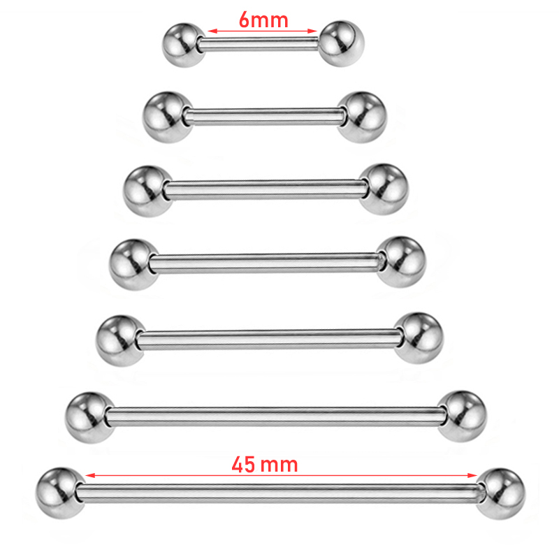 2 個 14 グラム/16 グラムサージカルスチールロング工 - Industrial Barbell Long のレビューと価格