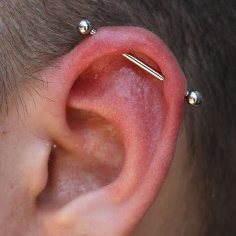 チタン工業用バーベル軟骨イヤリング,おねじ,長い耳のスタッド - Industrial Barbell Long のレビューと価格