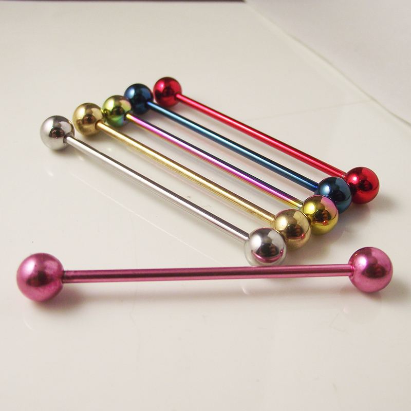 2 個 14 グラム 1.6 ミリメートル舌リングネオン甘い - Industrial Barbell Long のレビューと価格