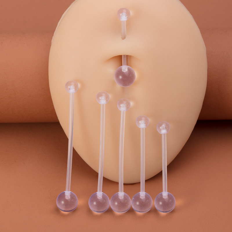 6 個柔軟なへそピアスアクリルへそリング妊娠スポーツ工業用イ - Industrial Barbell Long のレビューと価格