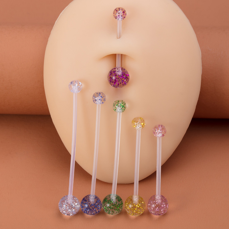 6 個柔軟なへそピアスアクリルへそリング妊娠スポーツ工業用イ - Industrial Barbell Long のレビューと価格
