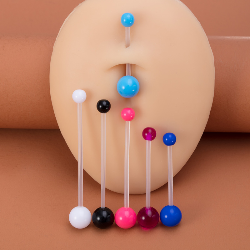 6 個柔軟なへそピアスアクリルへそリング妊娠スポーツ工業用イ - Industrial Barbell Long のレビューと価格