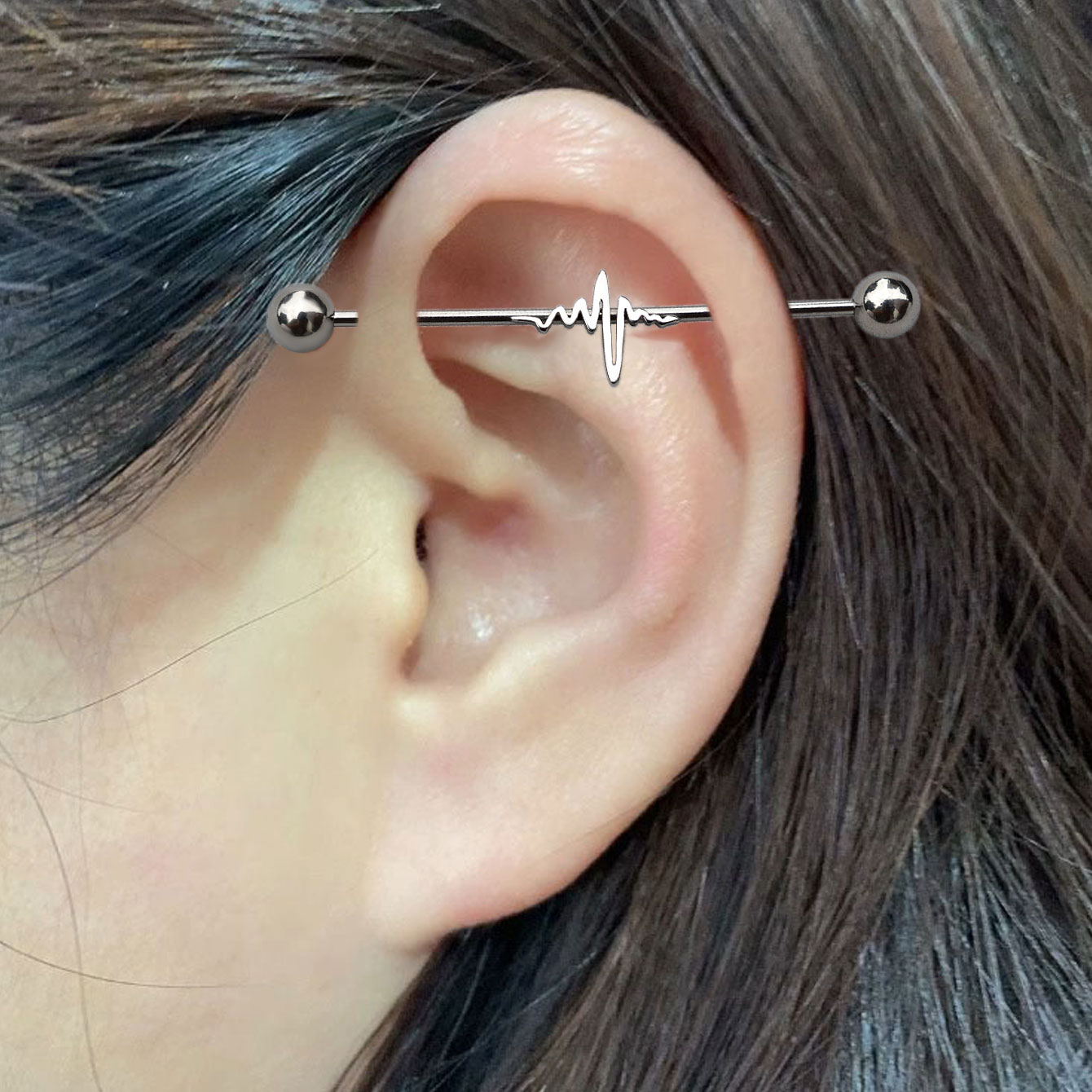 1PC 16 グラムステンレス鋼ロング工業用ピアスバーベルイ - Industrial Barbell Long のレビューと価格