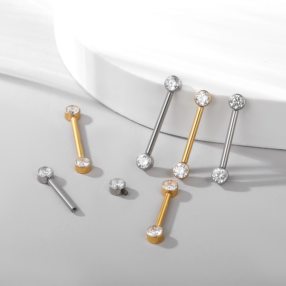 女性用チタンニップルピアス,インプラント品質,czセット付き - Body Jewelry Implant Grade のレビューと価格